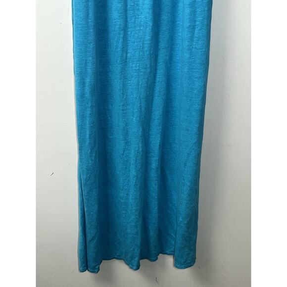 Calypso St Barth 100% Linen Maxi Tank Dress Size Small Blue Scoop Neck Cover Up - Picture 6 of 12